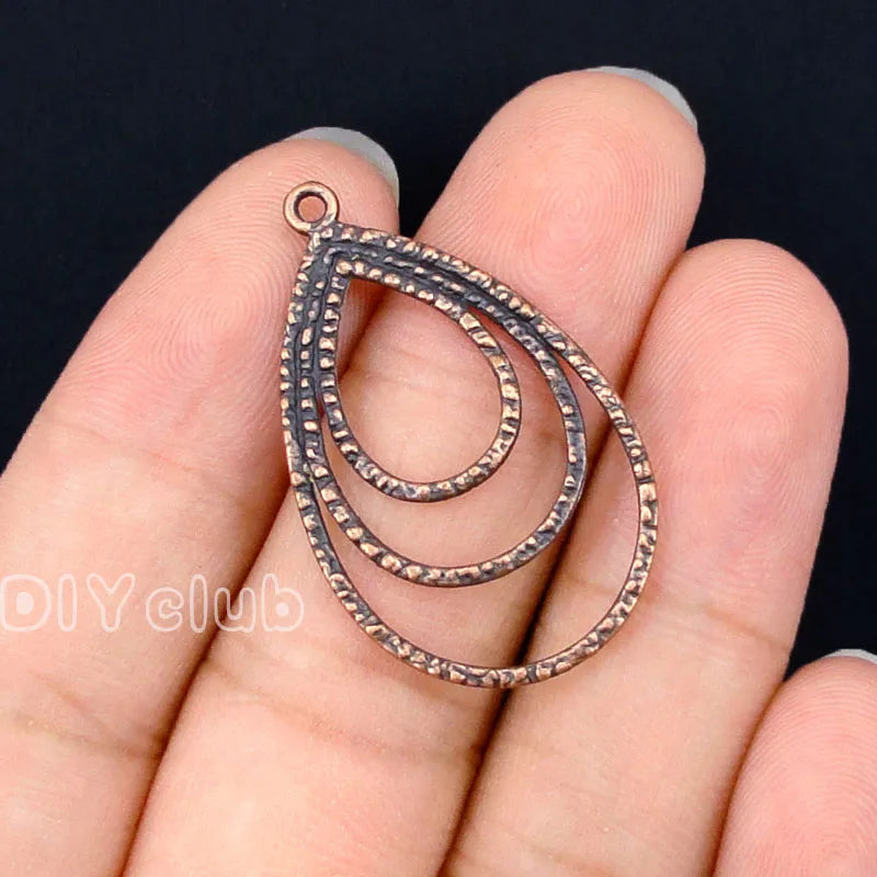 60pcs Antique Copper Filigree Teardrop Charms 35x21mm
