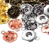 60pcs Tibetan Alloy Rose Flower Bead Charm Pendants for DIY Jewelry Making