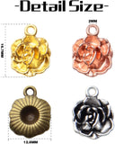 60pcs Tibetan Alloy Rose Flower Bead Charm Pendants for DIY Jewelry Making