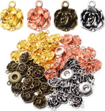 60pcs Tibetan Alloy Rose Flower Bead Charm Pendants for DIY Jewelry Making