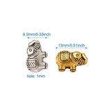 60pcs Tibetan Style Elephant Charms Spacer Beads Antique for DIY Bracelet