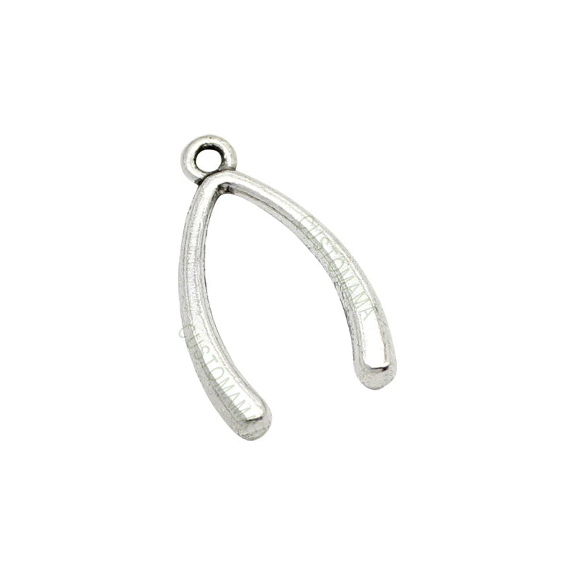 60pcs Tibetan Silver 2 Sided Wish Bone Charm 15x24mm