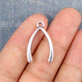 60pcs Tibetan Silver 2 Sided Wish Bone Charm 15x24mm