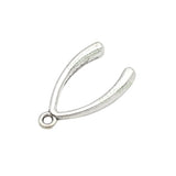 60pcs Tibetan Silver 2 Sided Wish Bone Charm 15x24mm