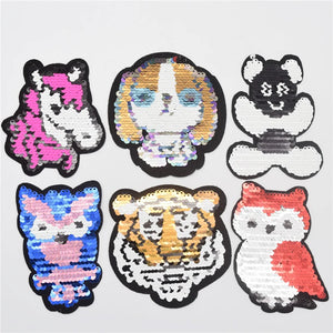 60pcs Reversible Patch Change Sequins Appliques for T-shirt Kids