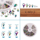 60pcs 304 Stainless Steel Lobster Claw Clasps Vacuum Plating Multi-color