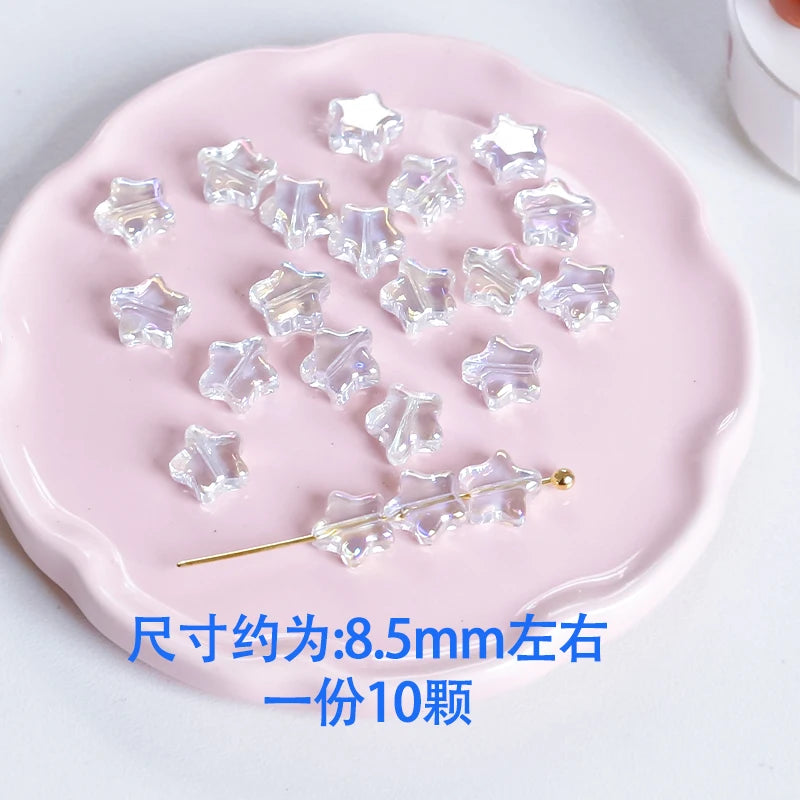 60pcs Five-Pointed Star Glass Crystal Beads DIY Necklace Jewelry Accessories