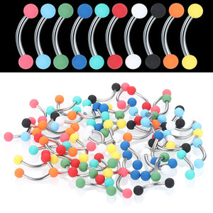 60pcs 16G Mixed Acrylic Ball Navel Eyebrow Lip Ring Body Jewelry Lot