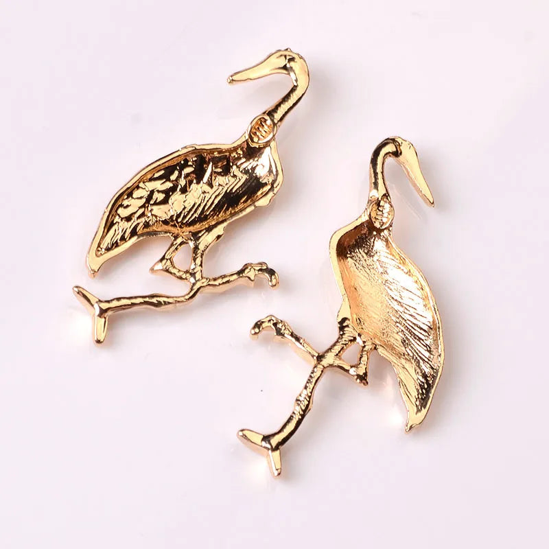 60pcs Red-crowned crane charm 22x46mm DIY Jewelry