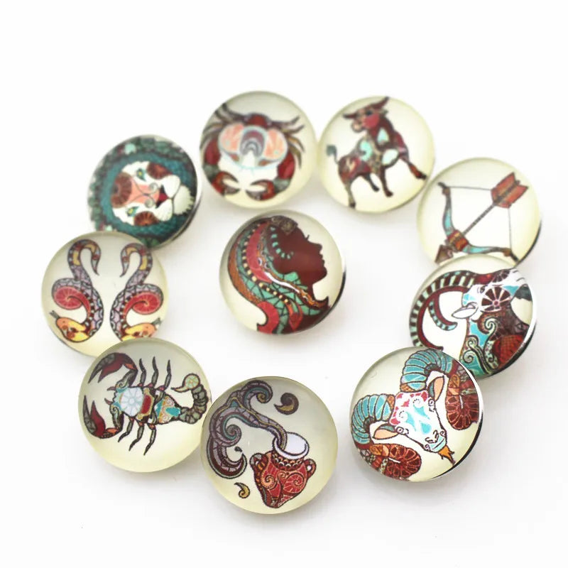 60pcs/lot Zodiac Ginger Snap Buttons for 18mm DIY Snap Bracelet Jewelry