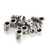 60pcs Antique Silver Zodiac Charm Beads Spacer Beads DIY Jewelry Making F3061