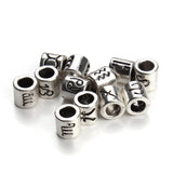 60pcs Antique Silver Zodiac Charm Beads Spacer Beads DIY Jewelry Making F3061