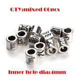60pcs Antique Silver Zodiac Charm Beads Spacer Beads DIY Jewelry Making F3061