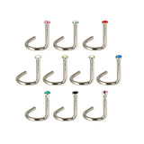 Crystal Stainless Steel Nose Stud Bar Septum Piercing