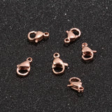 60pcs Rose Stainless Steel Lobster Clasps for DIY Jewelry Making