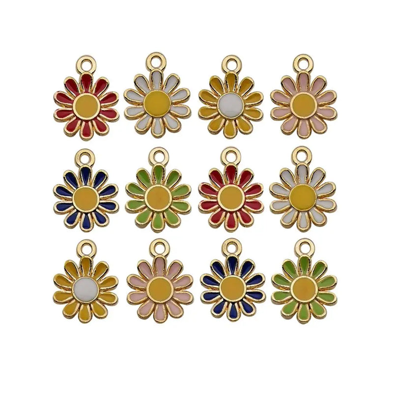 60pcs Small Daisy Flower Charm Pendant for DIY Jewelry Making