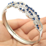 Delicate Pink Kunzite CZ Silver Bangle Bracelet 7.5in