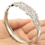 Delicate Pink Kunzite CZ Silver Bangle Bracelet 7.5in