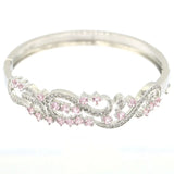 Delicate Pink Kunzite CZ Silver Bangle Bracelet 7.5in