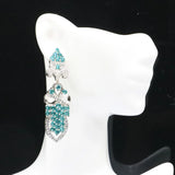 European Big Heavy Aquamarine CZ Silver Earrings