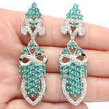 European Big Heavy Aquamarine CZ Silver Earrings