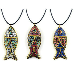 Nepal Fish Pendant Ethnic Style Necklace Sweater Chain Accessories
