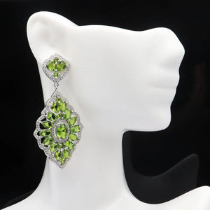 Eye Catching 16g Green Peridot 925 Silver Earrings