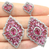 Violet Tanzanite Pink Tourmaline 925 Silver Earrings