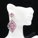 Violet Tanzanite Pink Tourmaline 925 Silver Earrings