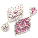 Violet Tanzanite Pink Tourmaline 925 Silver Earrings