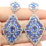 Violet Tanzanite Pink Tourmaline 925 Silver Earrings