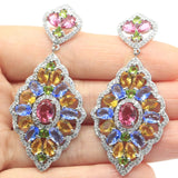 Luxurious 60x28mm Violet Tanzanite Earrings