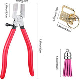 61 Pcs Key Fob Hardware Set with Pliers Leather Tassels for Key Chain Making