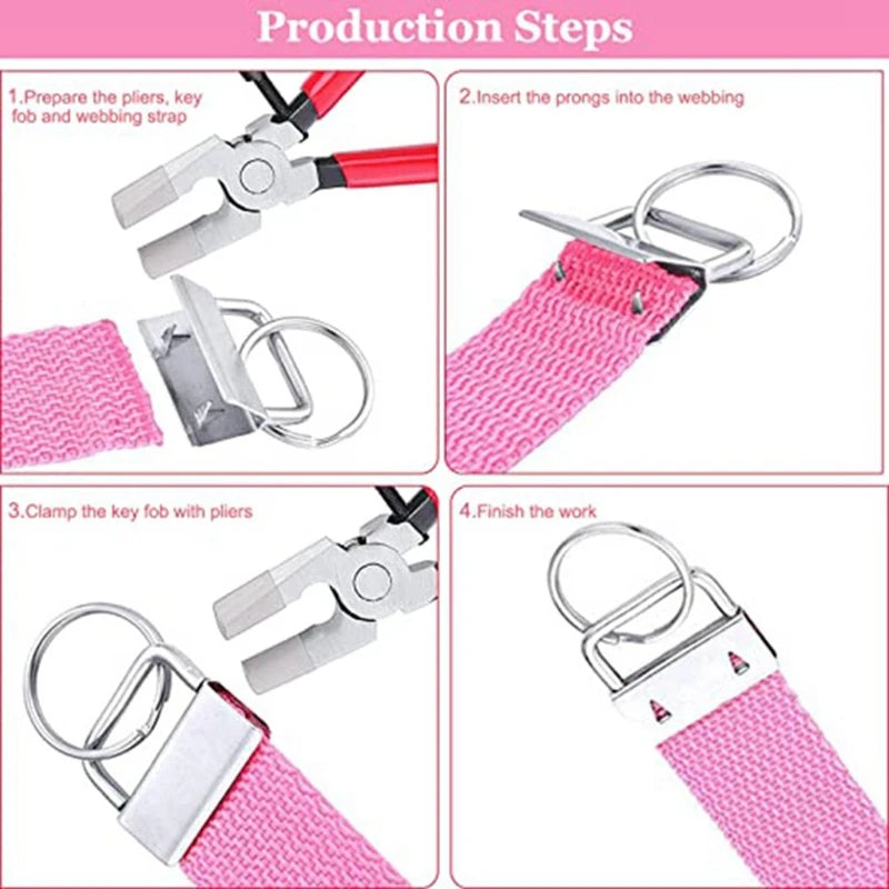 61 Pcs Key Fob Hardware Set with Pliers Leather Tassels for Wristlet