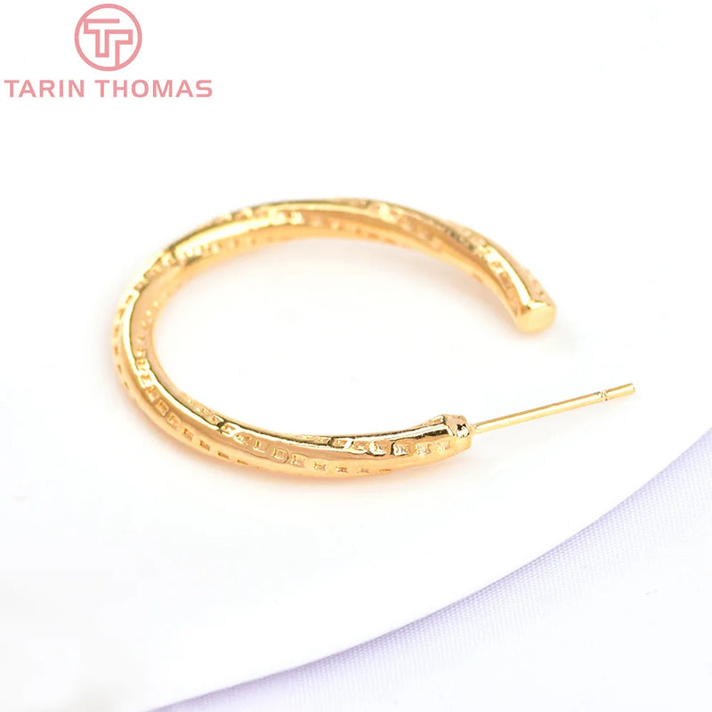 4PCS 24K Brass Twisted Stud Earrings High Jewelry Findings