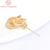 2PCS 23MM 24K Brass Zircon Rose Stud Earrings High Jewelry Findings