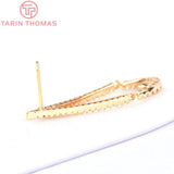 2PCS 10.5x33.5MM Brass Zircon Water Stud Earrings DIY Jewelry Findings