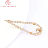 2PCS 10.5x33.5MM Brass Zircon Water Stud Earrings DIY Jewelry Findings