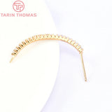 2PCS 26MM 24K Brass Zircon Stud Earrings High Jewelry Findings