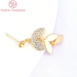 2PCS 31MM Brass Zircon Stud Earrings High Jewelry Findings