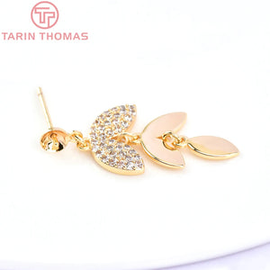 2PCS 31MM Brass Zircon Stud Earrings High Jewelry Findings
