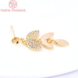 2PCS 31MM Brass Zircon Stud Earrings High Jewelry Findings
