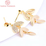 2PCS 31MM Brass Zircon Stud Earrings High Jewelry Findings