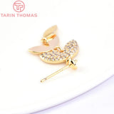 2PCS 31MM Brass Zircon Stud Earrings High Jewelry Findings