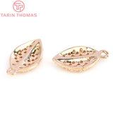 10PCS 8x12MM 24K Brass Zircon Leaf Charms Pendants Jewelry Findings