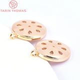 6PCS 16MM 24K Brass Zircon Flower Charms Pendants DIY Jewelry Making