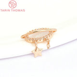 2PCS 17MM 24K Brass Zircon Planet Charms Pendants Jewelry Findings