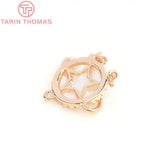 2PCS 17MM 24K Brass Zircon Planet Charms Pendants Jewelry Findings