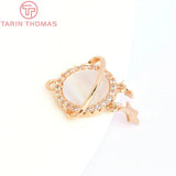 2PCS 17MM 24K Brass Zircon Planet Charms Pendants Jewelry Findings