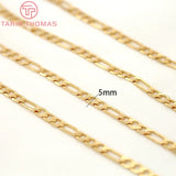 1 Meter 5MM 24K Brass Bracelet Chains Necklace High Jewelry Findings